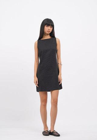 Pinstripes Sleeveless Mini Dress