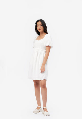 Puff Sleeves Textured Mini Dress