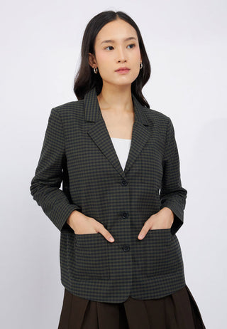Oversize Long Sleeve Checks Blazer
