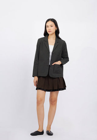 Oversize Long Sleeve Checks Blazer