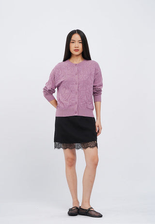 Long Sleeve Jacquard Knit Cardigan