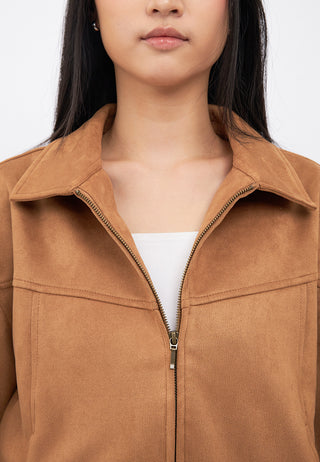 Oversized Suede Bomber Jacket