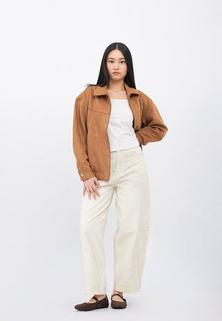 Oversized Suede Bomber Jacket