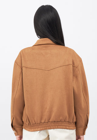 Oversized Suede Bomber Jacket