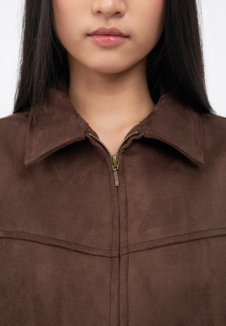 Oversized Suede Bomber Jacket