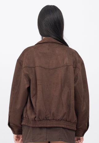 Oversized Suede Bomber Jacket
