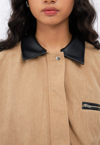 Oversized Contrast Collar Jacket