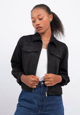 Double Pocket Suede Boxy Jacket