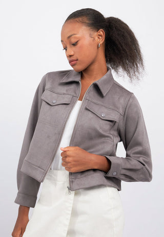 Double Pocket Suede Boxy Jacket