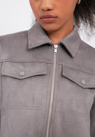 Double Pocket Suede Boxy Jacket