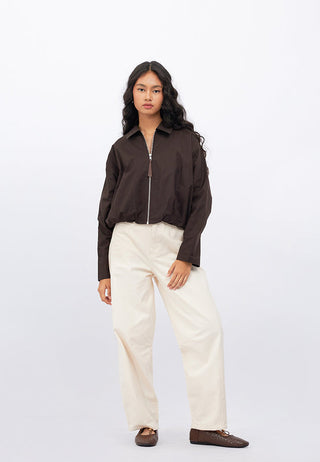 Voluminous Bottom Zip Up Jacket