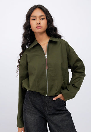 Voluminous Bottom Zip Up Jacket