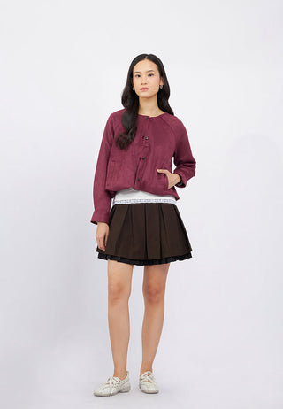 Bubble Hem Suede Jacket