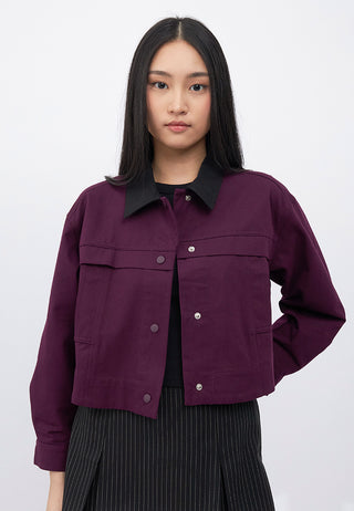 Contrast Collar Boxy Crop Jacket
