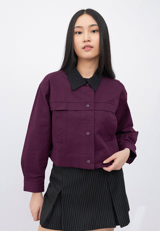 Contrast Collar Boxy Crop Jacket