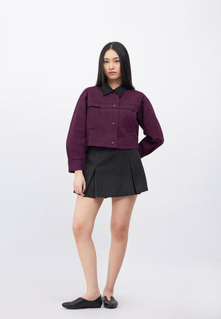 Contrast Collar Boxy Crop Jacket