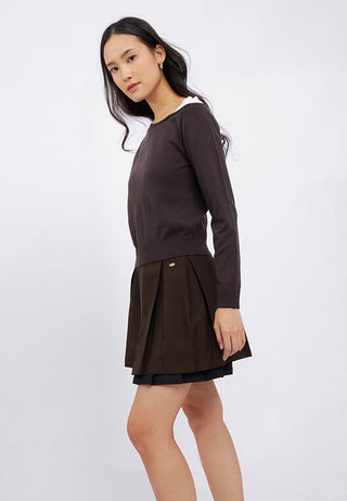 Contrast One Shoulder Knit Top