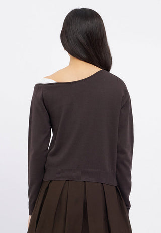 Contrast One Shoulder Knit Top