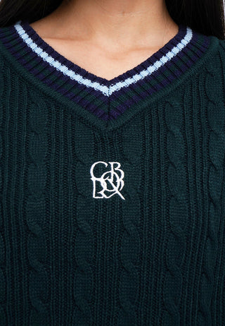 Contrast V-Neck Long Sleeve Sweater