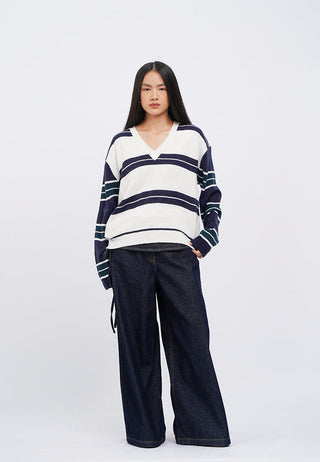 Oversized Long Sleeve Stripes Sweater