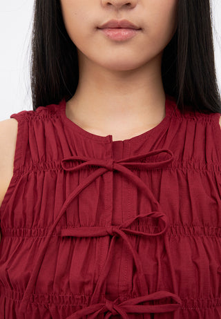 Tie Details Ruched Sleeveless Top