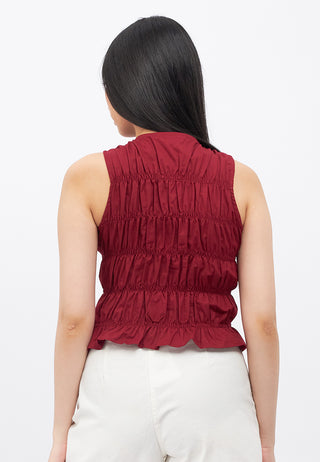Tie Details Ruched Sleeveless Top