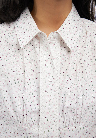Lace Placket Sleeveless Shirt