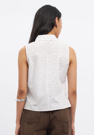 Lace Placket Sleeveless Shirt
