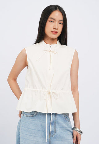 Drawstring Details Sleeveless Blouse