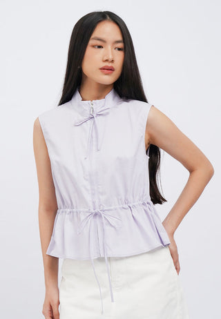 Drawstring Details Sleeveless Blouse