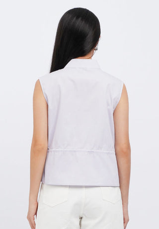 Drawstring Details Sleeveless Blouse