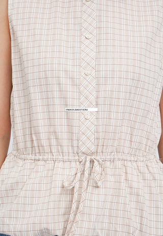 Bubble Hem Sleeveless Check Blouse