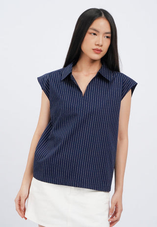 Sleeveless Stripes Blouse