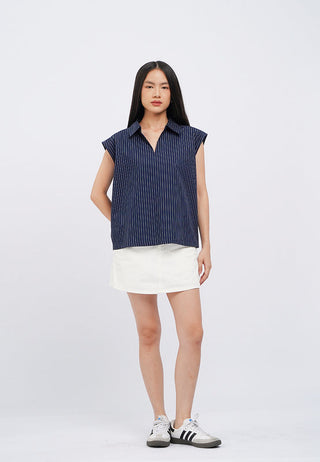 Sleeveless Stripes Blouse