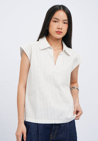 Sleeveless Stripes Blouse