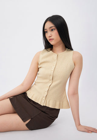 Round Neck Sleeveless Knit Top