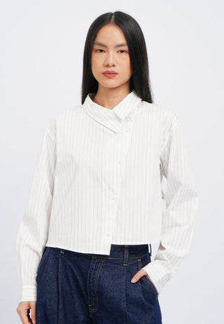 Slanted Long Sleeve Stripe Shirt
