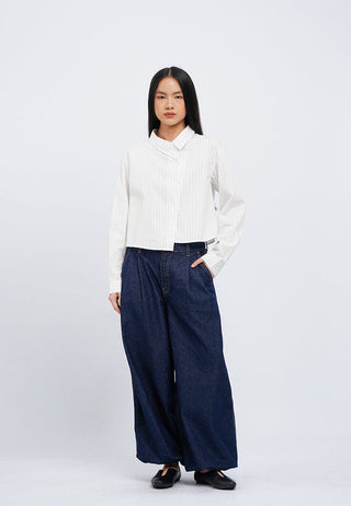 Slanted Long Sleeve Stripe Shirt