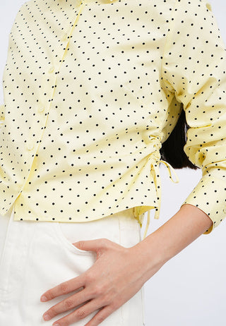Long Sleeve Polkadot Ruched Shirt