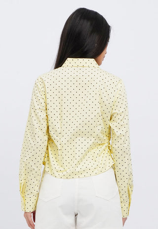 Long Sleeve Polkadot Ruched Shirt