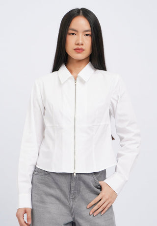 Fitted Long Sleeve Zipper Shirt