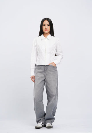 Fitted Long Sleeve Zipper Shirt