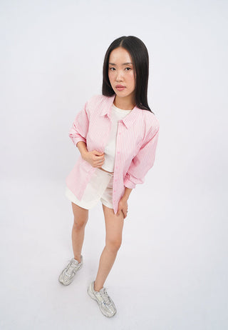 Oversized Long Sleeve Stripes Shirt