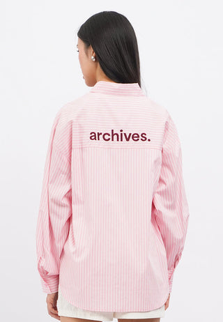 Oversized Long Sleeve Stripes Shirt
