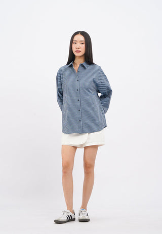 Oversized Long Sleeve Stripes Shirt