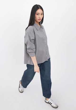 Oversized Long Sleeve Stripe Shirt