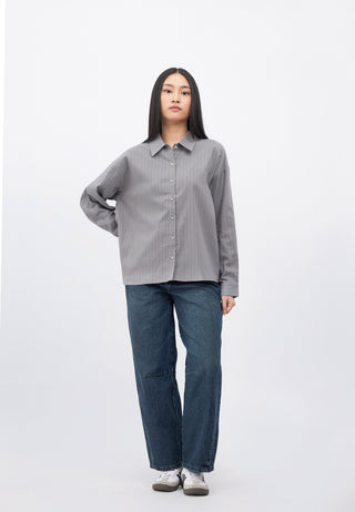 Oversized Long Sleeve Stripe Shirt
