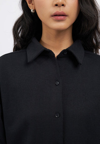Button Up Long Sleeve Boxy Shirt