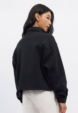 Button Up Long Sleeve Boxy Shirt