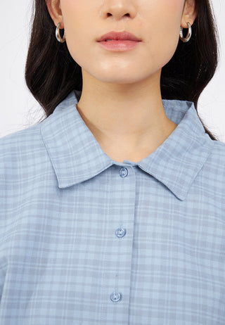 Long Sleeve Flannel Semi Crop Shirt
